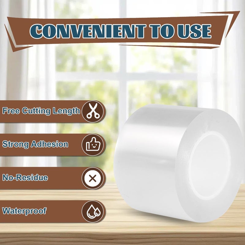 Sunroda Window Sealing Tape 2 Inch x 16.5 FT Transparent Weather Stripping Residue-Free Clear Window Insulation Caulk for Windows ac Insulation Shower Glass Gaps Tape Door Windproof (2 Inch x 16.5FT) - Image 5